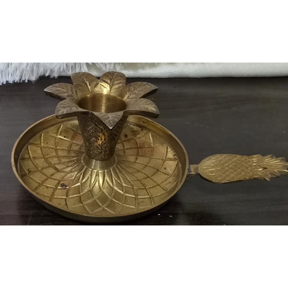 Vintage Solid Brass Pineapple Candle Holder Tropical Decor‎ Art - Picture 3 of 4